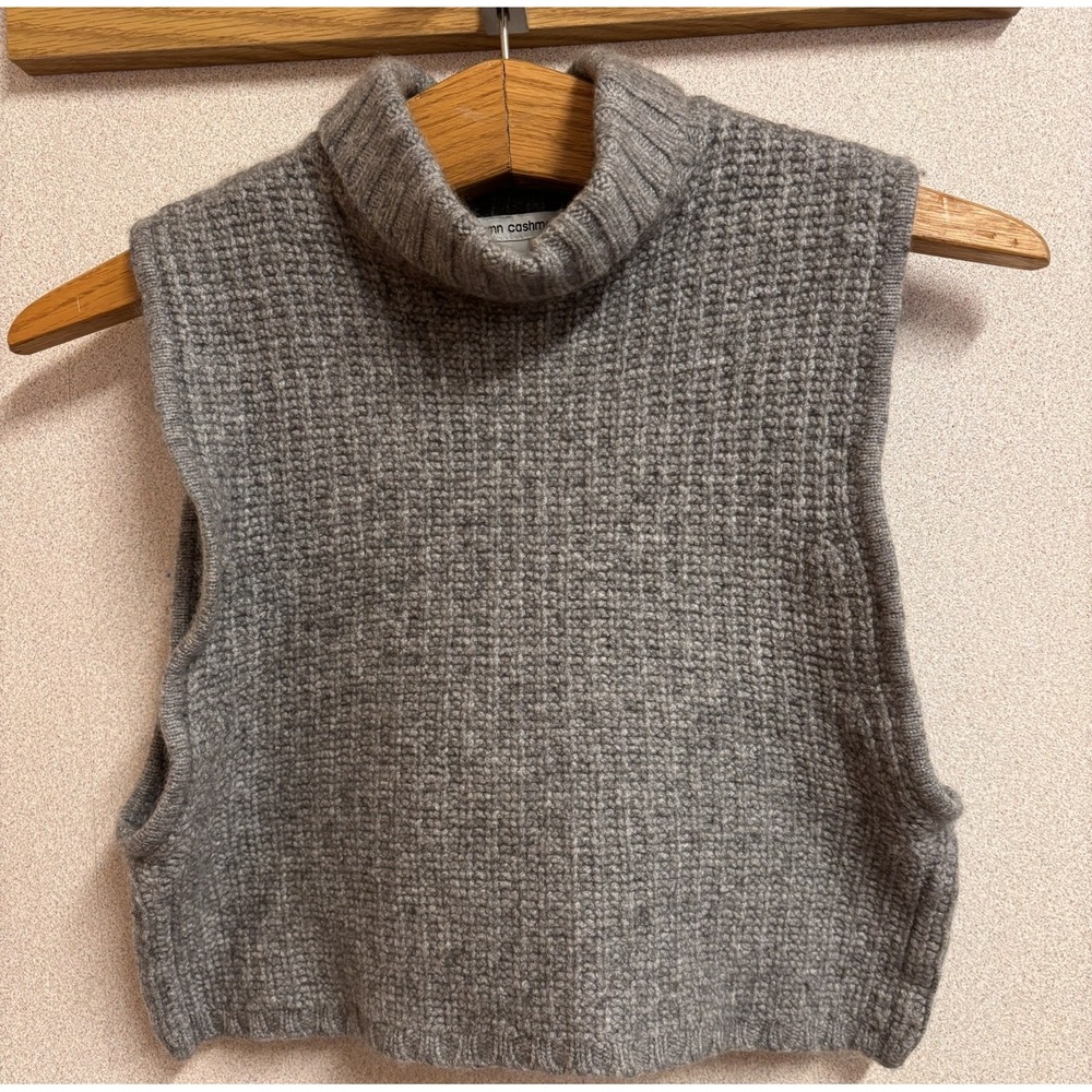 Autumn Cashmere Vest Womens M Gray Layering Knit Turtleneck Cashmere Blend